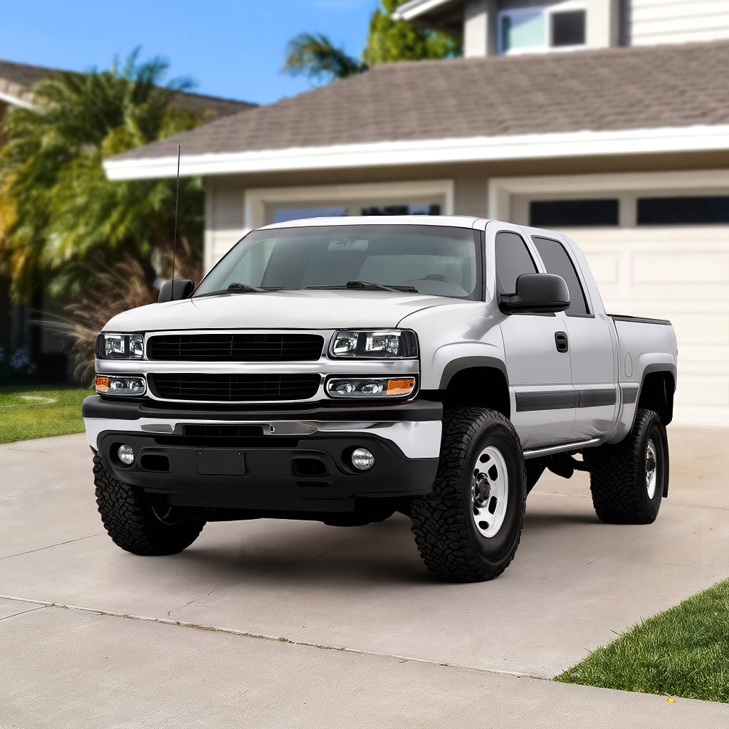 YITAMOTOR® 1999-2002 Chevy Silverado Faros delanteros + luces traseras LED negras