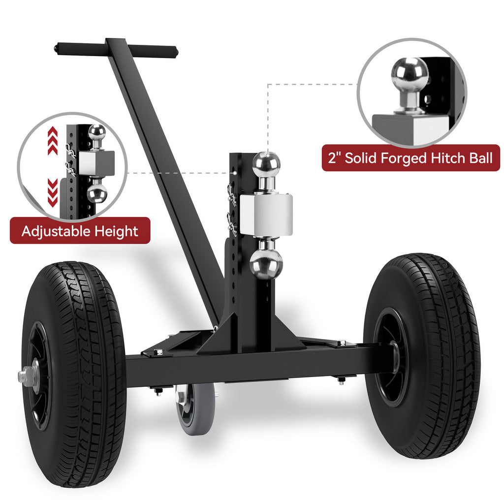 Plataforma rodante para remolque YITAMOTOR® con bola de enganche de 2" y 1-7/8", capacidad de peso de lengüeta de 1200 lb, plataforma rodante para remolque ajustable con 2 neumáticos versus neumáticos de 16" y 1 neumático versus neumáticos de 6"