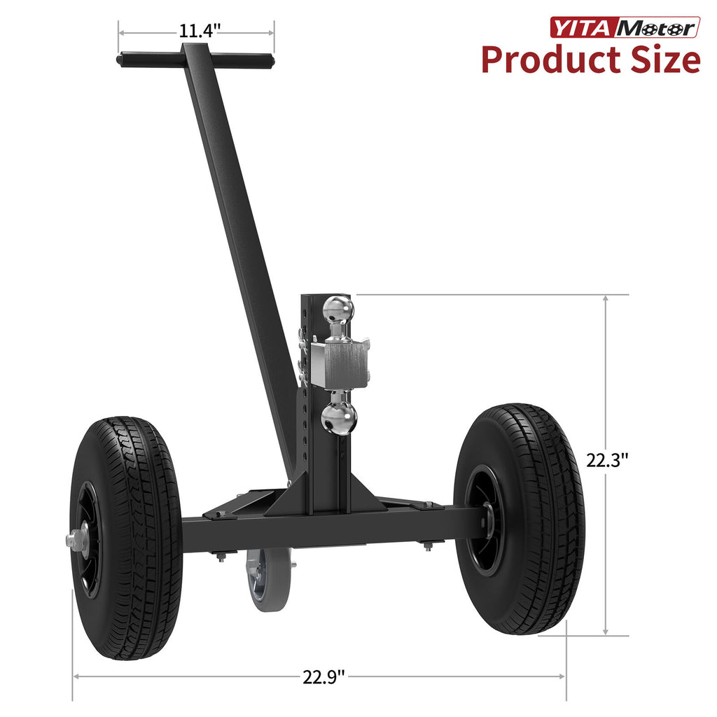 Plataforma rodante para remolque YITAMOTOR® con bola de enganche de 2" y 1-7/8", capacidad de peso de lengüeta de 1200 lb, plataforma rodante para remolque ajustable con 2 neumáticos versus neumáticos de 16" y 1 neumático versus neumáticos de 6"