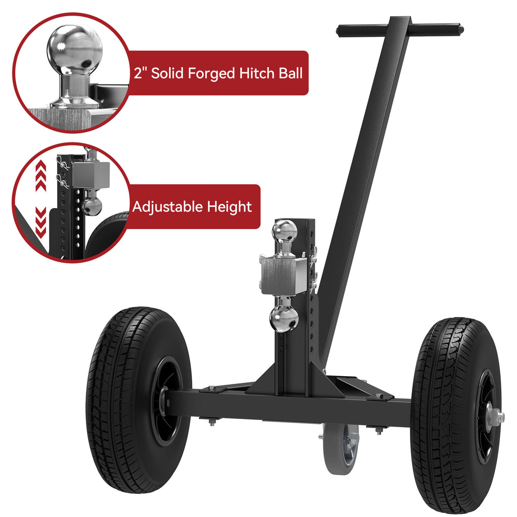 Plataforma rodante para remolque YITAMOTOR® con bola de enganche de 2" y 1-7/8", capacidad de peso de lengüeta de 1200 lb, plataforma rodante para remolque ajustable con 2 neumáticos versus neumáticos de 16" y 1 neumático versus neumáticos de 6"