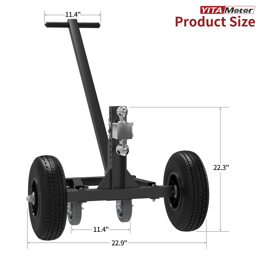 Plataforma rodante para remolque YITAMOTOR® con bola de enganche de 2" y 1-7/8", plataforma rodante para remolque ajustable con 2 neumáticos antipinchazos de 16" y 2 ruedas giratorias de 6"