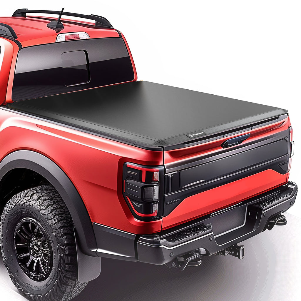 YITAMOTOR® Soft Quad Fold 2009-2014 Ford F-150 (Excl. Raptor Series), Styleside 6.5 ft Bed Truck Bed Tonneau Cover