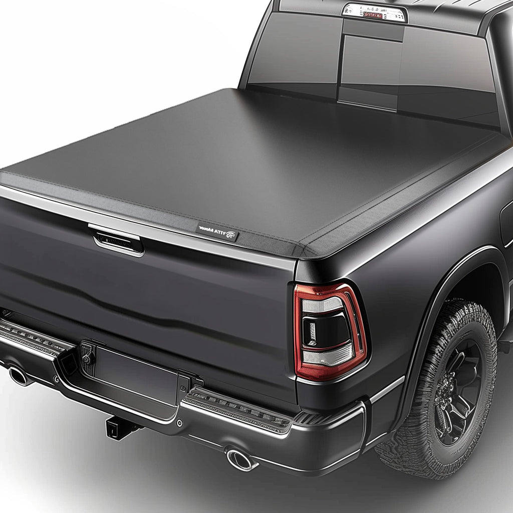 YITAMOTOR® Soft Quad-Fold Tonneau Cover for 2003-2024 Dodge Ram 2500/3500, 8ft Fleetside Bed, No Rambox