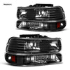 YITAMOTOR® Headlights + Tali Lights Set for 1999-2002 Silverado Bumper Lamp Headlamps