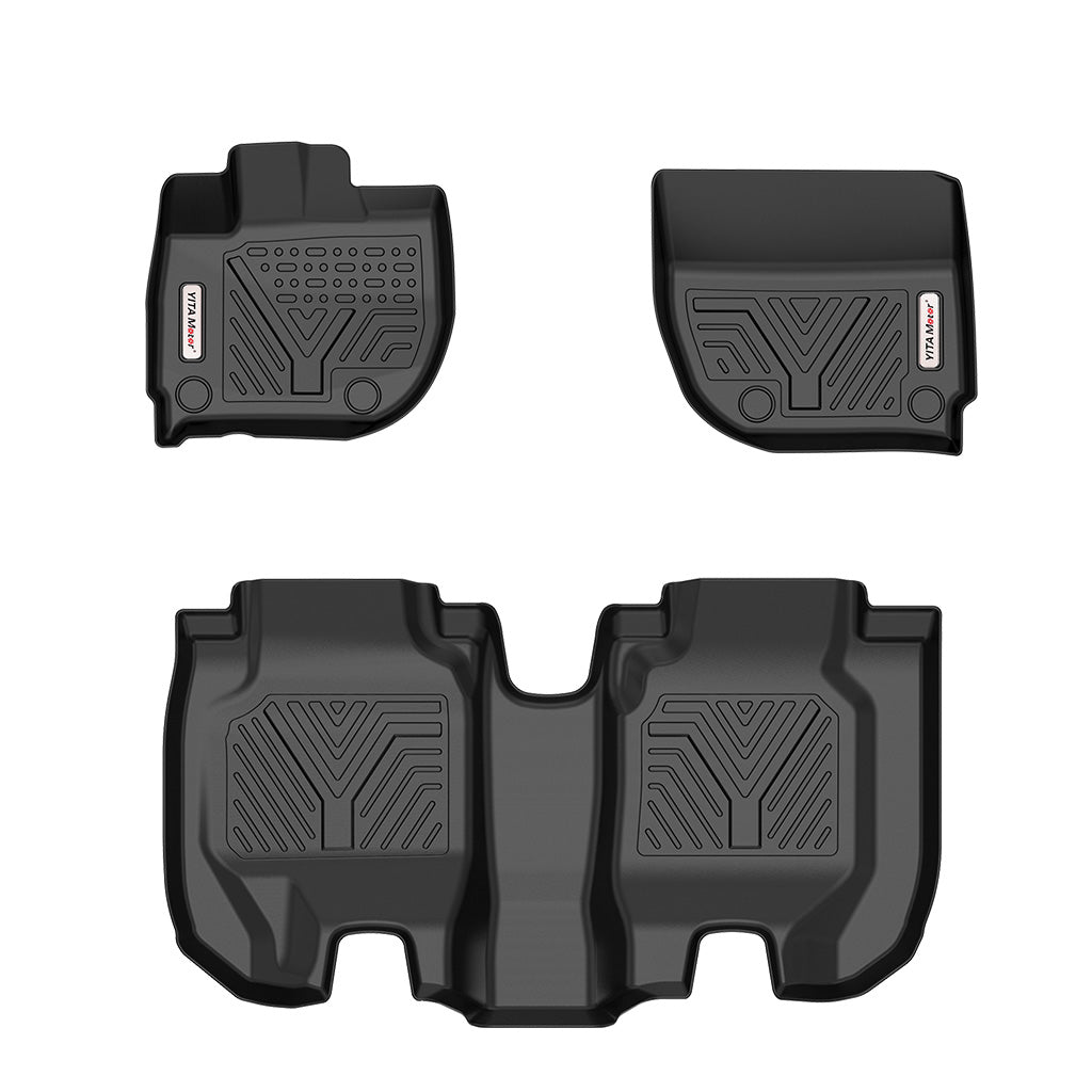 YITAMOTOR® Custom-Fit Black TPE All-Weather Floor Mats for 2016-2022 Honda HR-V, 1st & 2nd Row Protection Liners