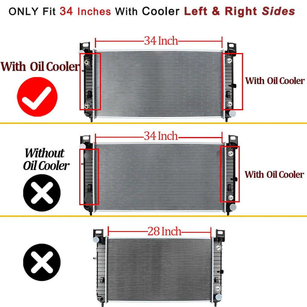 34'' Radiator Compatible with Chevy Silverado Suburban Avalanche GMC Yukon Sierra Tahoe Escalade Hummer H2 ATRD1001