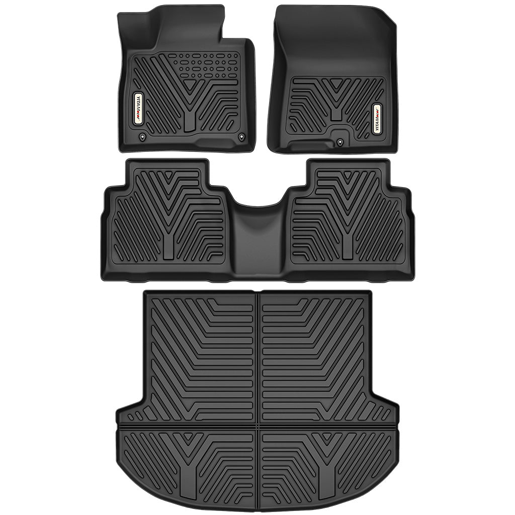 YITAMOTOR® Custom Fit All-Weather Floor Mats & Cargo Liner for 2021-2023 Hyundai Santa Fe, 2-Row TPE Floor Liners Set, Black