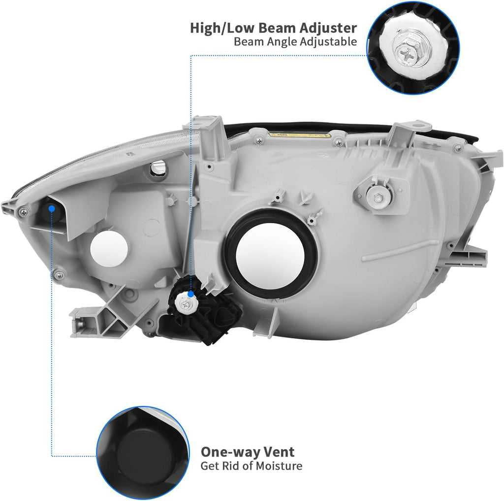 YITAMOTOR® Par de faros delanteros compatibles con faros Highlander 2008 2009 2010 Reemplazo del mercado de accesorios Carcasa cromada Reflector ámbar Lente transparente