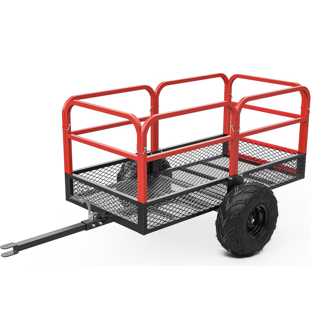 YITAMOTOR® Heavy Duty ATV Trailer Dump Cart Tow Behind, 1500lbs 15 Cubic Feet, Yard Garden Trailer Pull Behind Dump Trailer for Lawn Mower Tractor