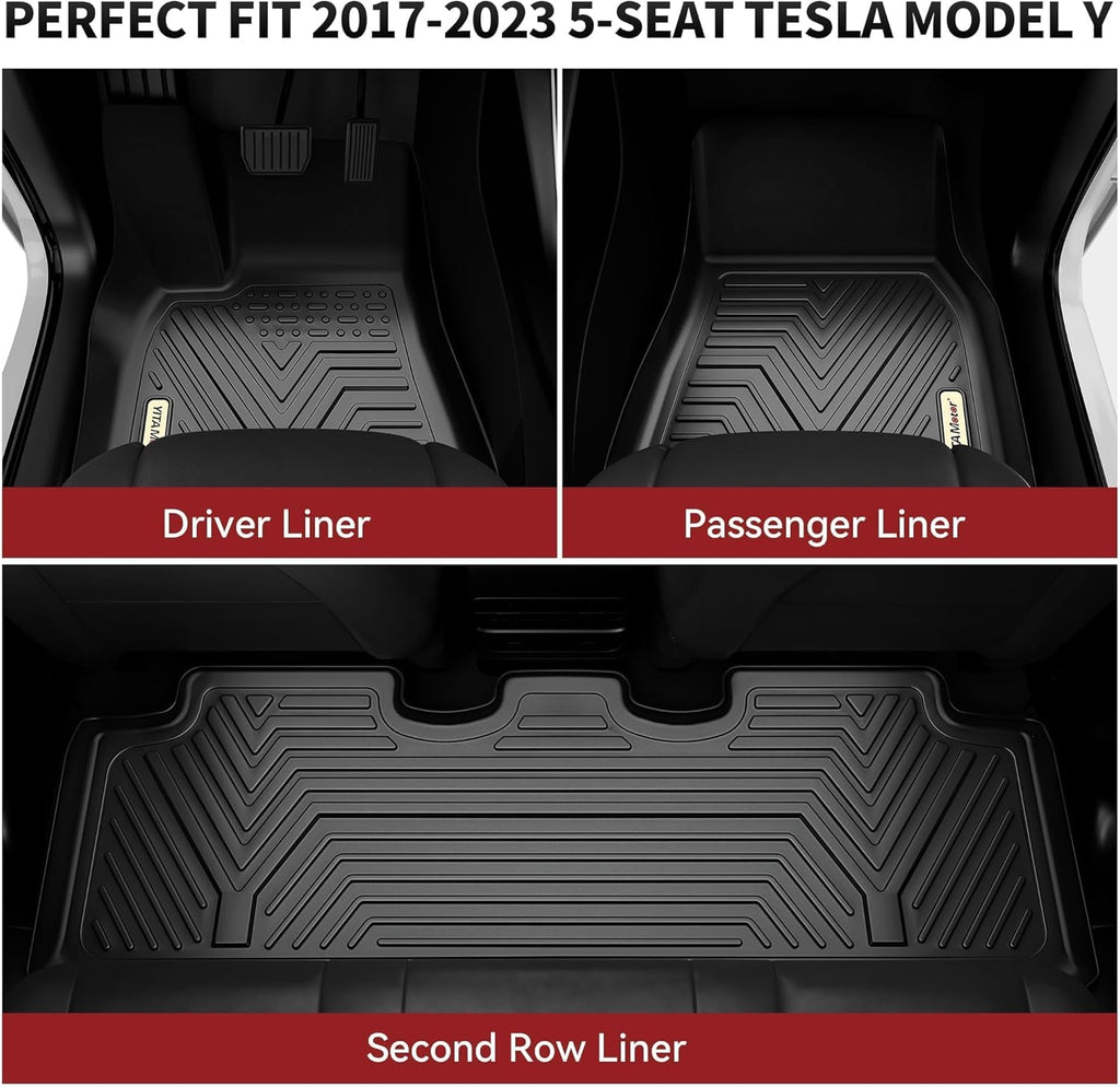 YITAMOTOR® All Weather Floor Mats Cargo Liners for 2020-2024 Tesla Model Y Front Rear Black