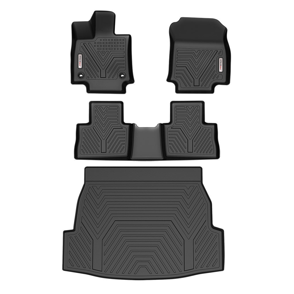 YITAMOTOR® Custom Fit Black TPE Floor Mats for 2019-2024 Toyota RAV4, 1st & 2nd Row + Cargo Liner, All-Weather Protection