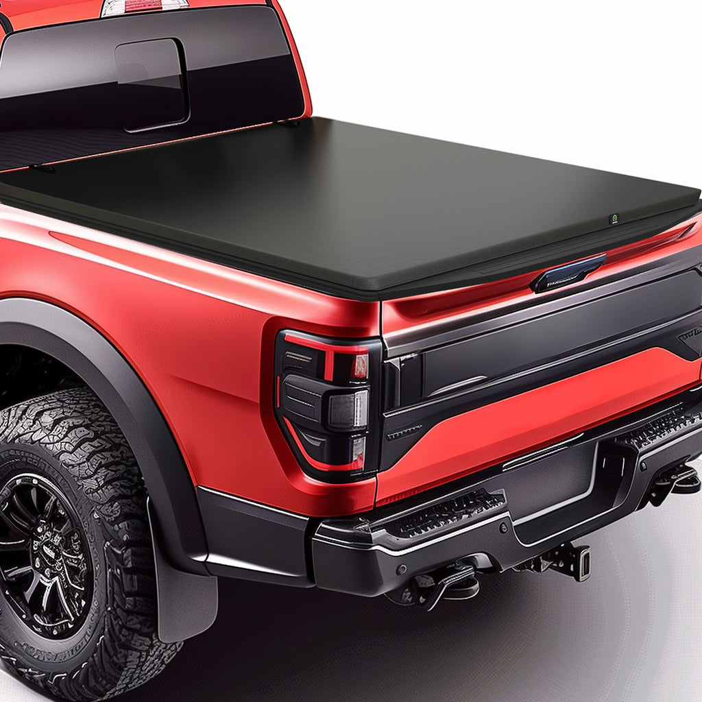 YITAMOTOR® Soft Quad-fold Truck Bed Tonneau Cover Compatible with 2004-2014 Ford F-150 F150 (Excl. Raptor Series) 5.5ft Bed