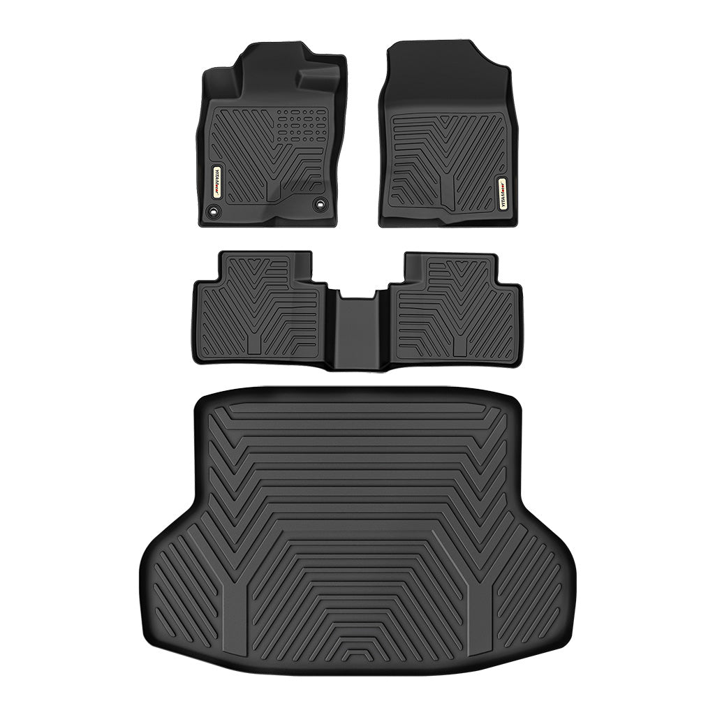 YITAMOTOR® 4pcs 2016-2021 Honda Civic Sedan TPE Front Rear Floor Mats Cargo Liner All Weather Protection