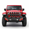 YITAMOTOR® Front Bumper Compatible with 2018-2024 Jeep Wrangler JL & Unlimited (2/4 Doors), 2020-2023 Gladiator JT w/Fog Light Holes & 2 x D-Rings & Winch Plate