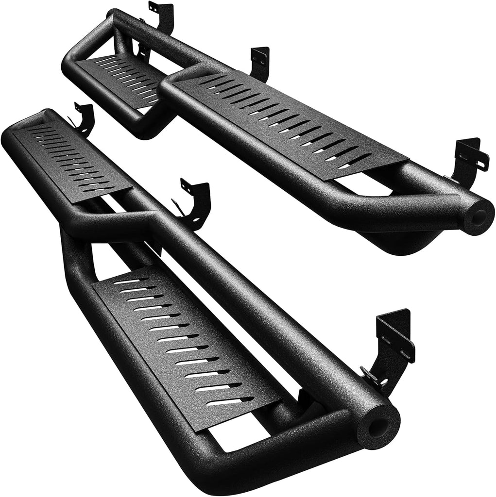 YITAMOTOR® Running Boards Compatible with 2009-2018 Dodge Ram 1500 Crew Cab, 2010-2024 Ram 2500/3500, 2019-2024 1500 Classic, 2-Stairs Side Step Rails Black Powder Coated Nerf Bars