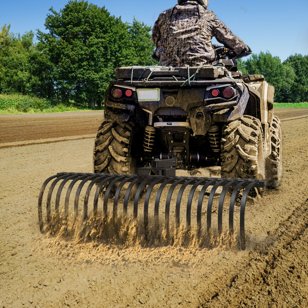 Rastrillo de paja de pino 21 con receptor de 2" para tractores de césped ATV/UTV elevador de implementos