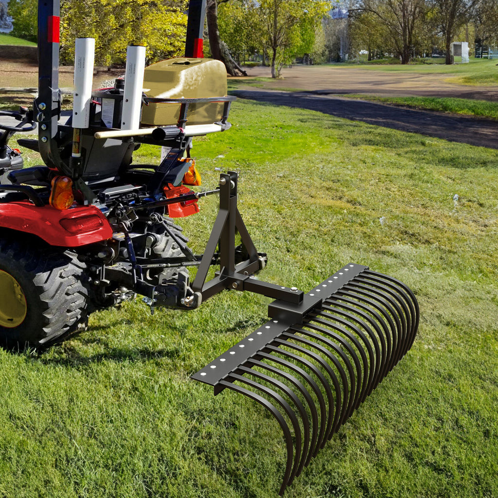 Rastrillo de paja de pino 21 con receptor de 2" para tractores de césped ATV/UTV elevador de implementos