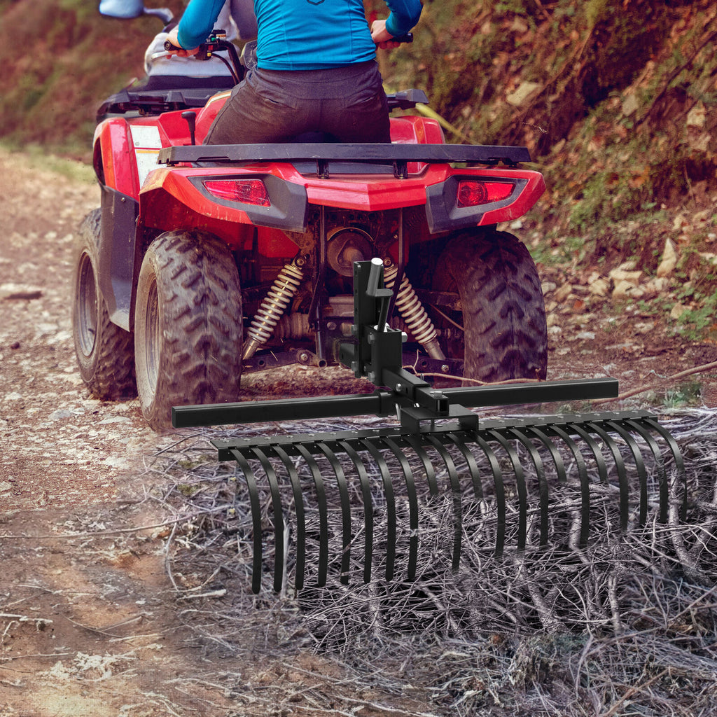 Rastrillo de paja de pino 21 con receptor de 2" para tractores de césped ATV/UTV elevador de implementos