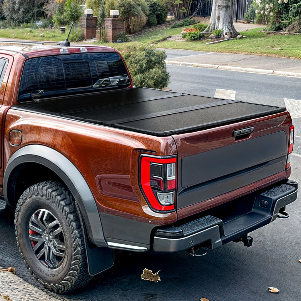 YITAMOTOR® FRP Hard Tri-fold Truck Bed Tonneau Cover Compatible with Toyota Tacoma 2016-2023 5ft Bed (Excl. Trail Edition)