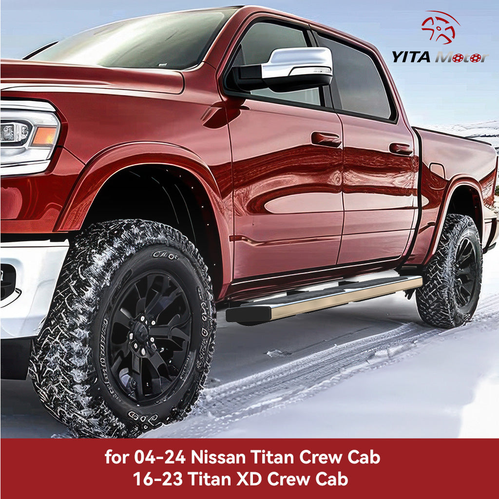 YITAMOTOR® 2004-2024 Nissan Titan Crew Cab Estribos de 6" Barras Nerf de acero Escalones laterales 