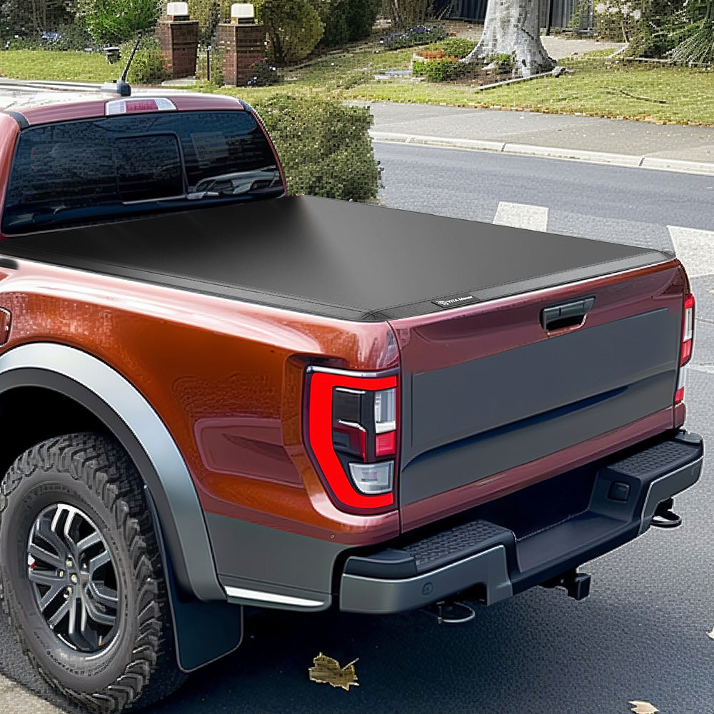 YITAMOTOR® 2005-2024 Nissan Frontier with Utility Track Rail, Fleetside 5 ft Bed Soft Tri-Fold Truck Bed Tonneau Cover