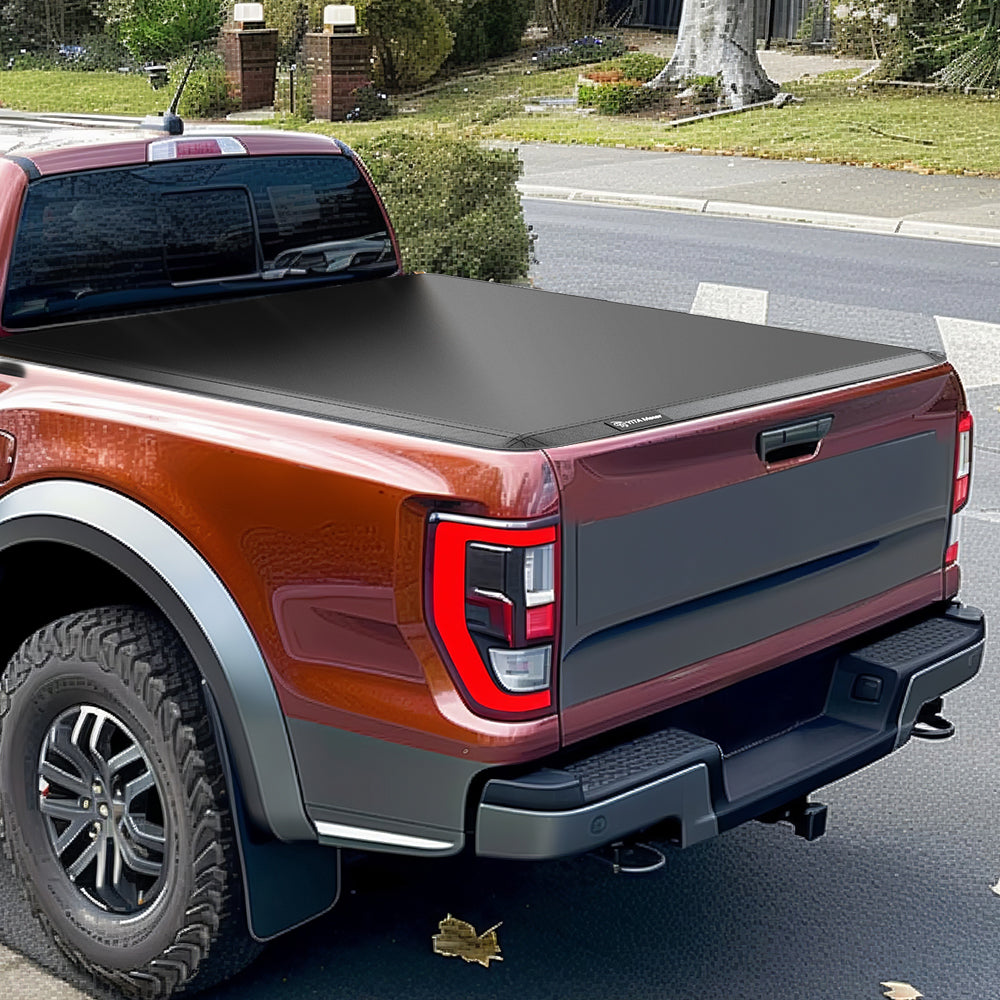 YITAMOTOR® Soft Tri-Fold 2005-2015 Toyota Tacoma, Fleetside caja de 6 pies con sistema de rieles de cubierta cubierta para caja de camión