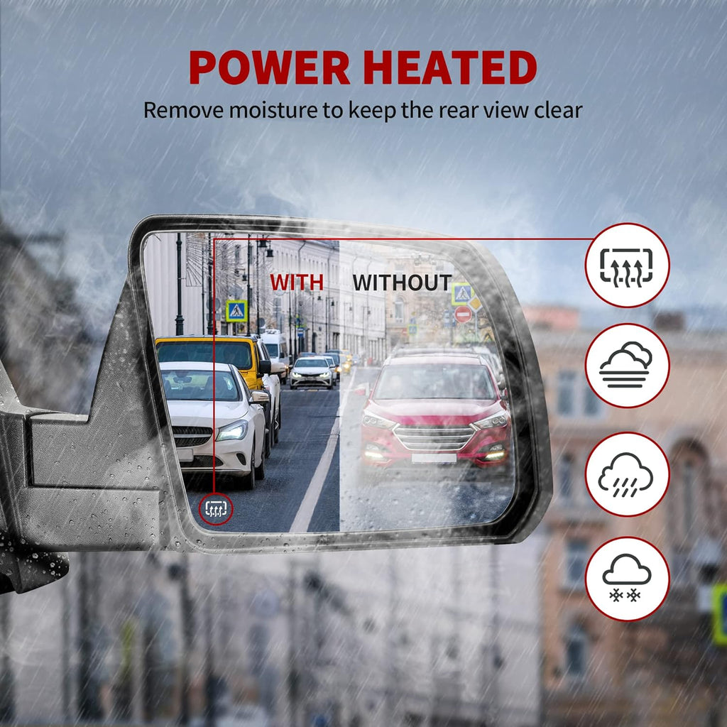 YITAMOTOR® 2007-2013 Toyota Tundra Espejo lateral derecho del pasajero con plegado manual con calefacción eléctrica