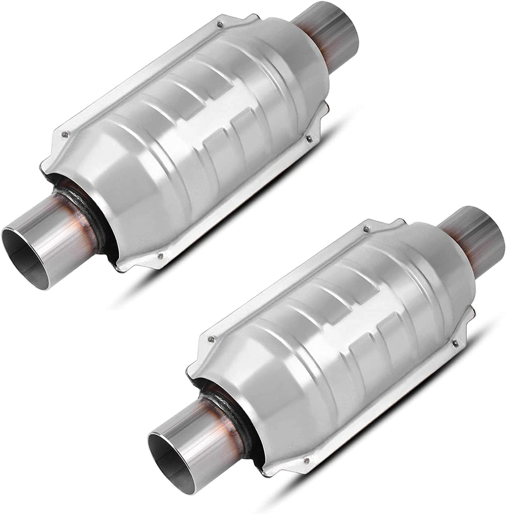 YITAMOTOR® 2 Pack 2" Inlet/Outlet Universal Catalytic Converter with Heat Shield, Stainless Steel Shell (EPA Compliant)