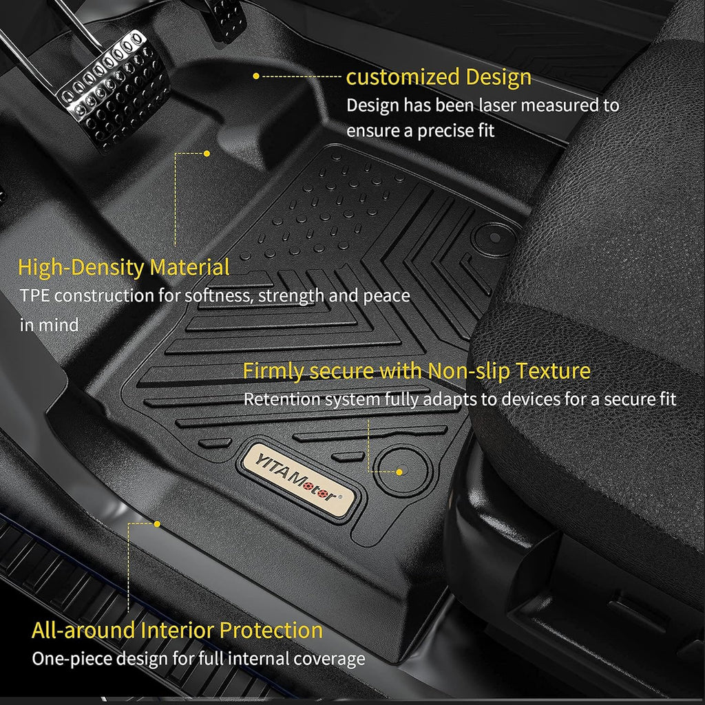 YITAMOTOR® Floor Mats 3 Row Liner Set for 2023-2025 Honda Pilot, Custom Fit Black Floor Liners, 1st, 2nd and 3rd Row All-Weather Protection