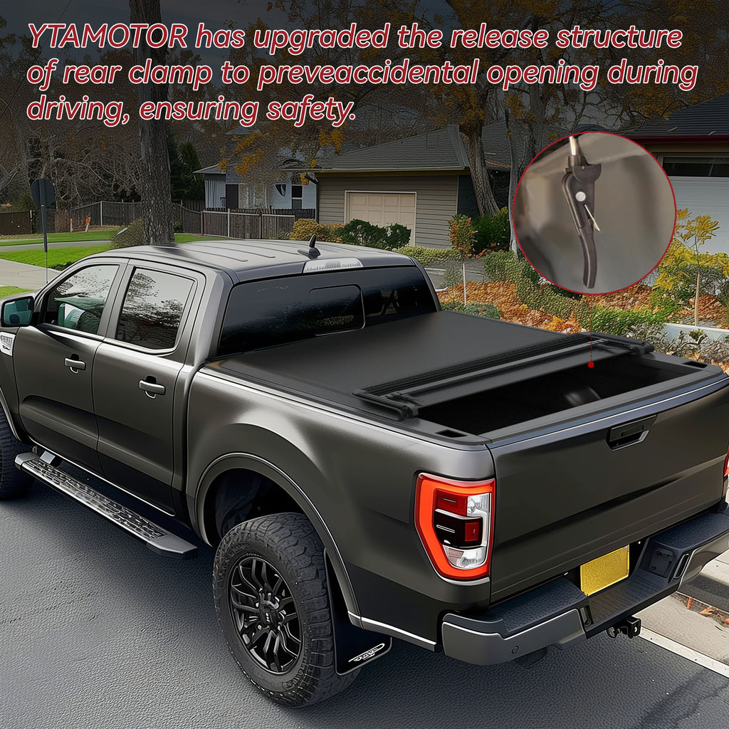 YITAMOTOR® Cubierta Tonneau para caja de camión con plataforma Fleetside de 5 pies para Jeep Gladiator 2020-2024, tríptico suave