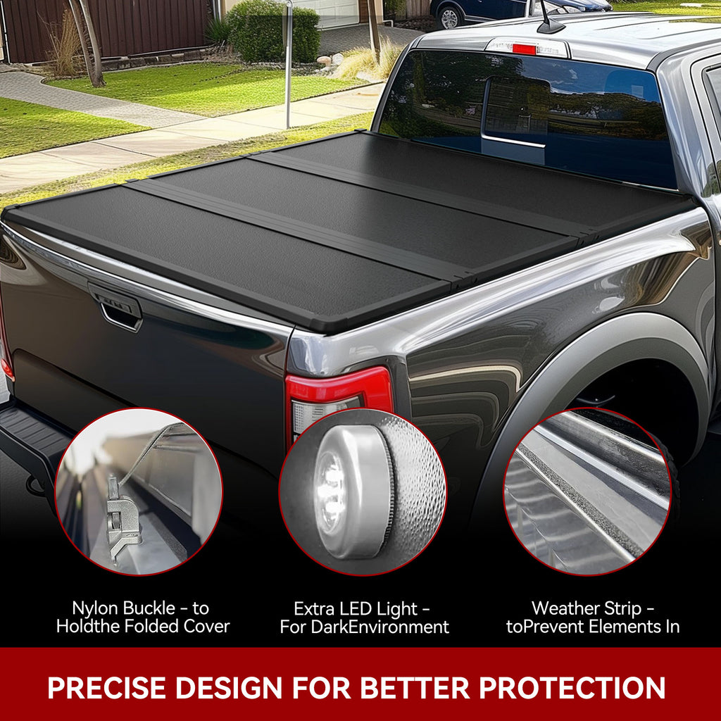 YITAMOTOR® FRP Hard Tri-Fold Truck Bed Tonneau Cover Compatible with 2015-2024 Chevy Colorado/GMC Canyon 5.2 ft Bed