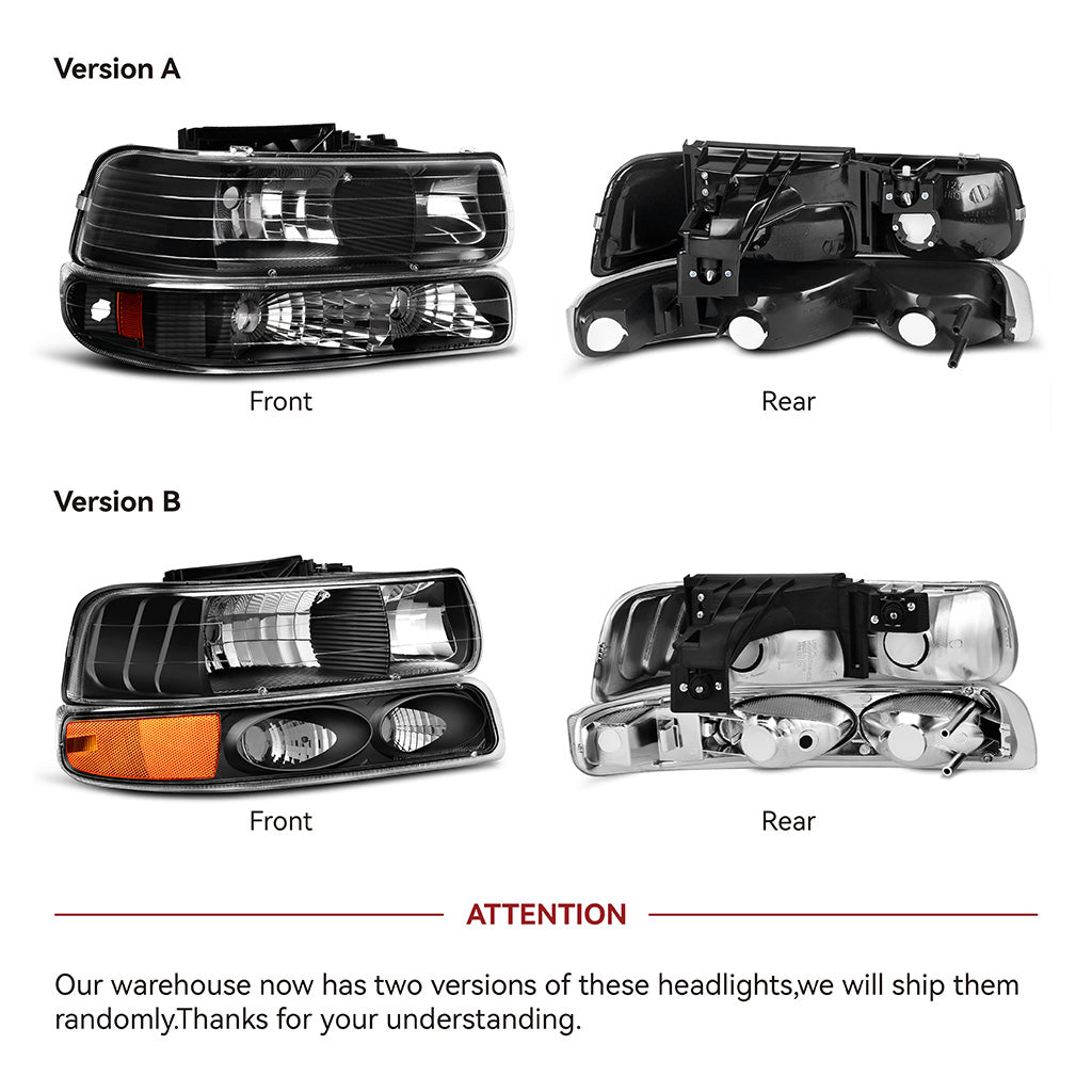 YITAMOTOR® Headlight Set For 2000-2006 Chevy Suburban Tahoe Headlights Lamps + Tail Lights Pair