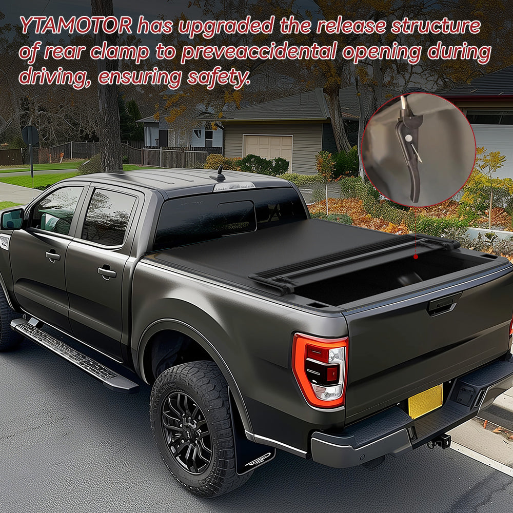 YITAMOTOR® Soft Tri-Fold 2005-2015 Toyota Tacoma, Fleetside 6 ft Bed with Deck Rail System Truck Bed Tonneau Cover