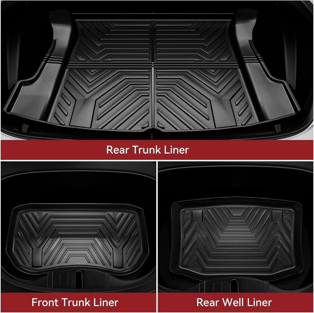 YITAMOTOR® Floor Mats & Cargo Liner Full Set for 2017-2024 Tesla Model 3 All Weather Carpet