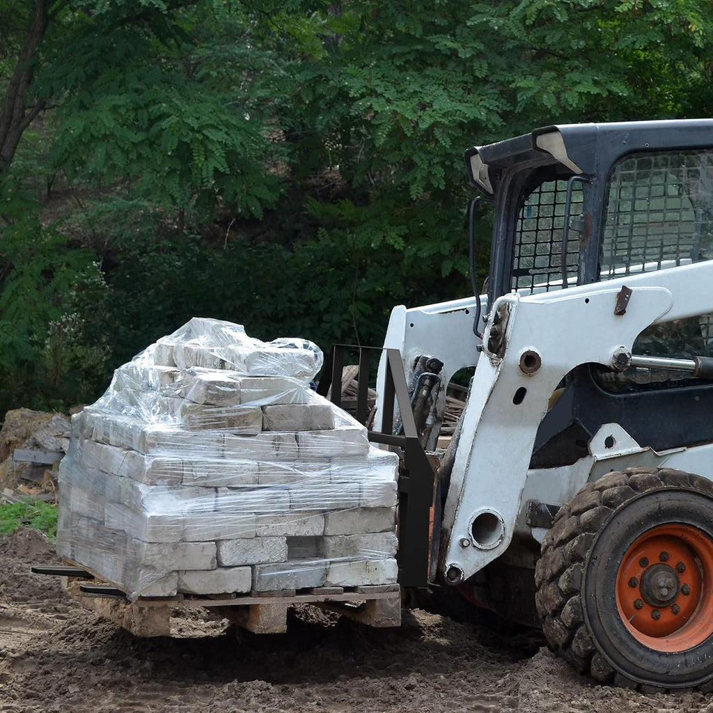 YITAMOTOR® Marco de horquilla para paletas de 4000 libras, marco de horquilla para paletas de dirección compacta de 46" para tractores cargadores compactos Kubota Bobcat, negro