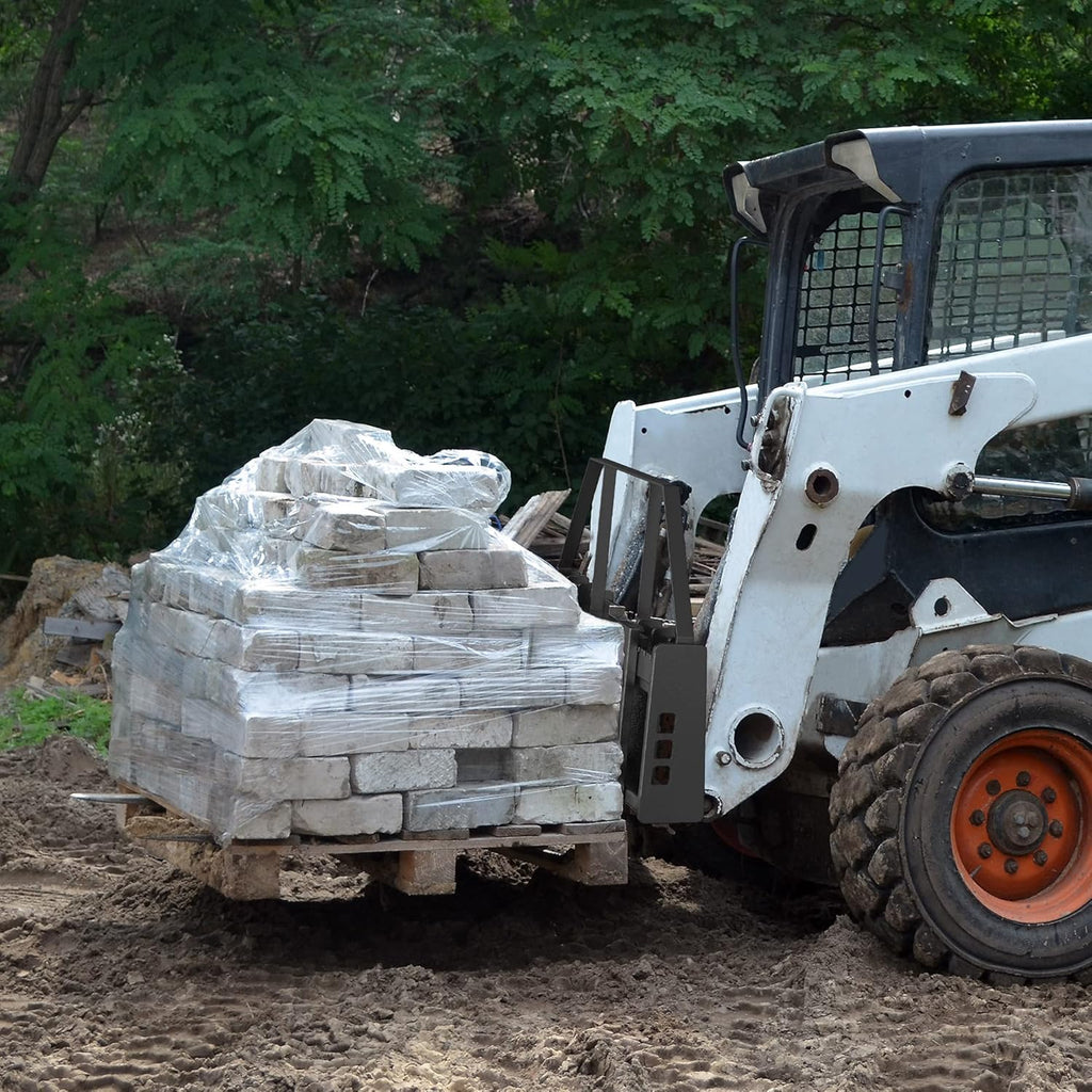 Accesorio de marco de horquilla para paletas de 4000 libras, marco de horquilla para paletas de dirección deslizante de 45" con receptor de enganche de 2" y mangas de lanza para cargadores, tractores, montaje de tacómetro rápido