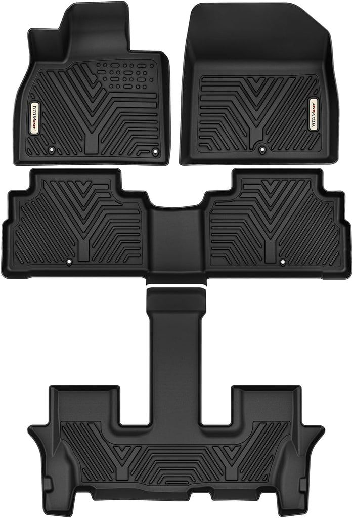 YITAMOTOR® Tapetes para Kia Telluride 2020-2024 con segundo asiento individual sin consola central, ajuste personalizado TPE para todo tipo de clima, tapetes de 3 filas para automoción, color negro