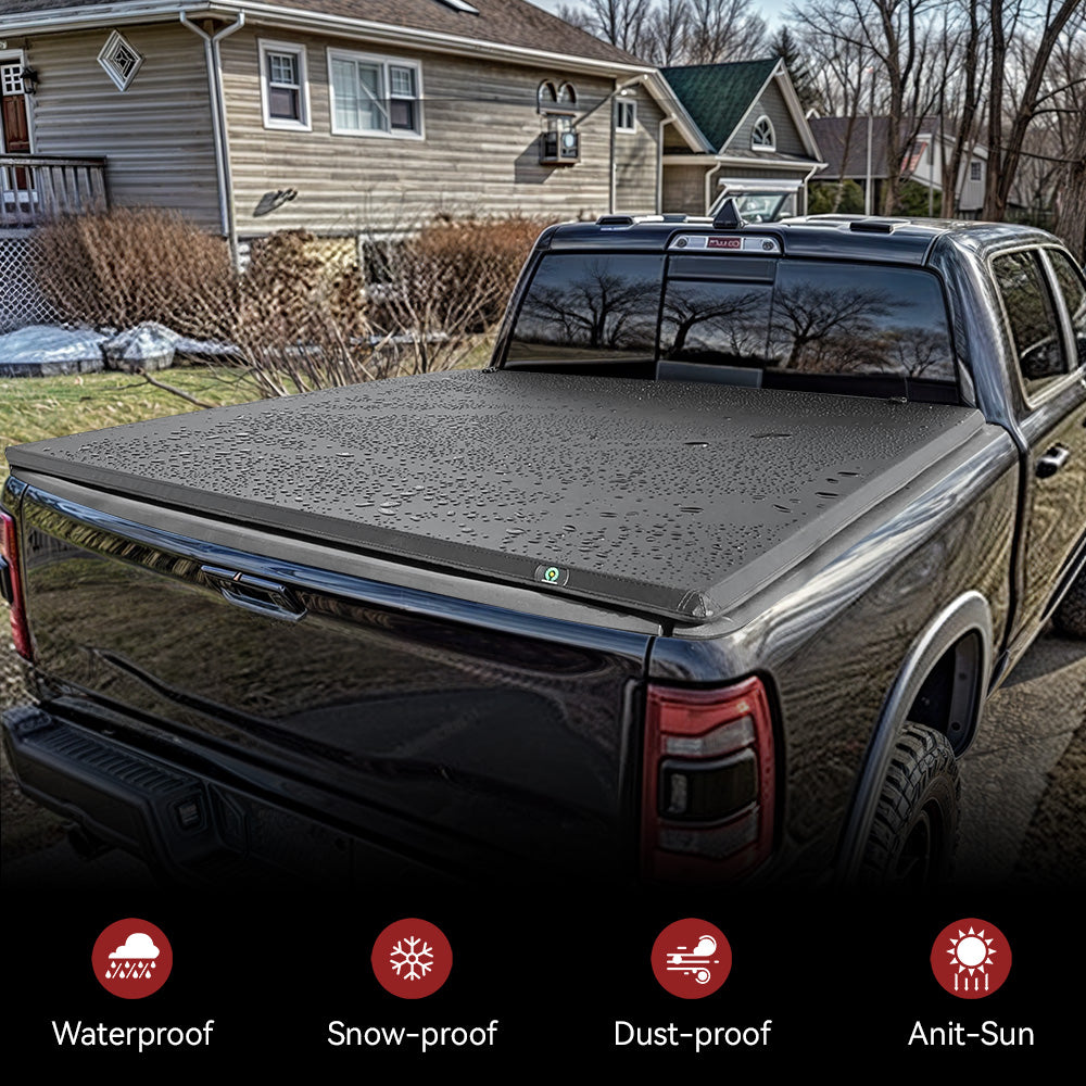 YITAMOTOR® 2019-2024 Chevy Silverado/GMC Sierra 1500 Nuevo estilo de carrocería Cubierta Tonneau para caja de camioneta triple plegable suave de 5.8 pies