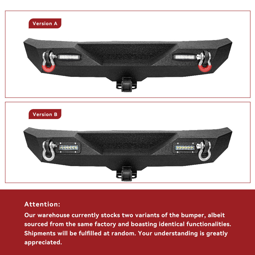 Parachoques trasero YITAMOTOR® para Jeep Wrangler JK y JK Unlimited 07-18 con luces LED integradas y anillos en D