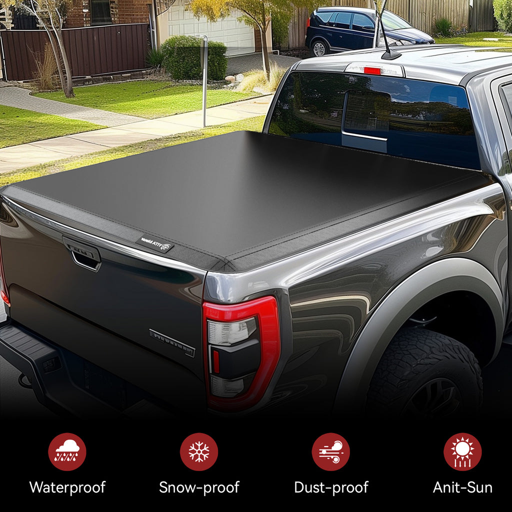 YITAMOTOR® Soft Quad Fold 2019-2024 Chevy Silverado/GMC Sierra 1500 New Body Style, Fleetside 6.6 ft Bed Truck Bed Tonneau Cover