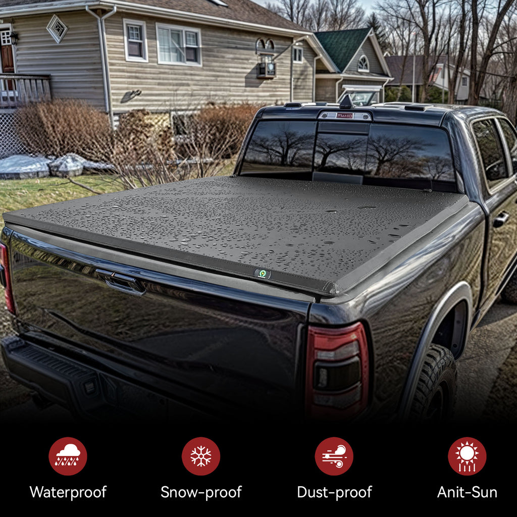 YITAMOTOR® Soft Quad-fold Truck Bed Tonneau Cover Compatible with 2019-2024 Chevy Silverado/GMC Sierra 1500 New Body Style 6.6 ft Bed