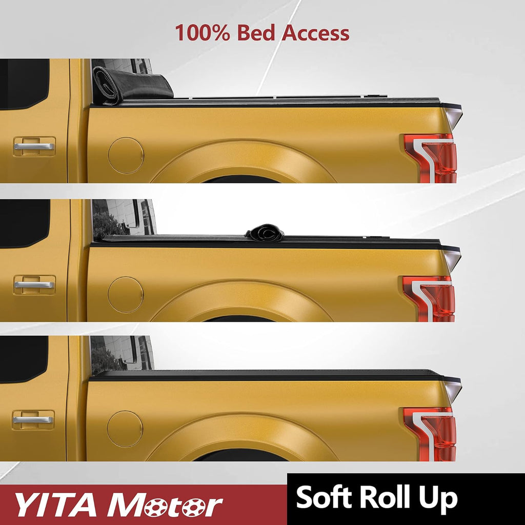 YITAMOTOR® Soft Roll Up Truck Bed Tonneau Cover Compatible with 2022 2023 2024 Toyota Tundra(Excl. Trail Edition) with Deck Rail System 5.5 ft Bed