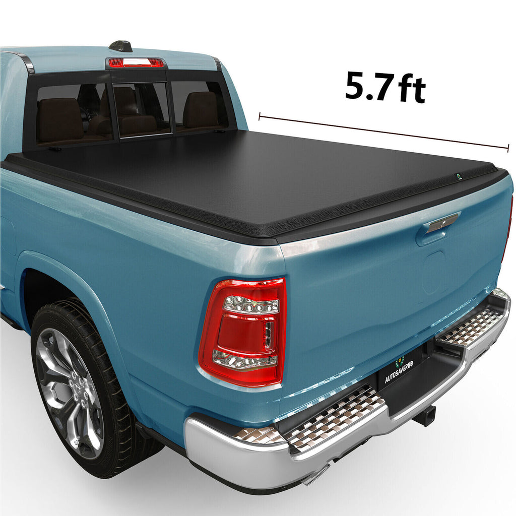 YITAMOTOR® Cubierta suave para caja de camión de 5.7 pies y 4 pliegues para Dodge Ram 1500 2009-23 impermeable