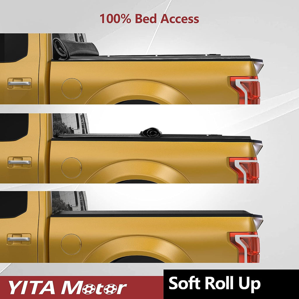 YITAMOTOR® Soft Roll Up Truck Bed Tonneau Cover Compatible with 2019-2025 Dodge Ram 1500 New Body Style 5.7 ft Bed Without Rambox