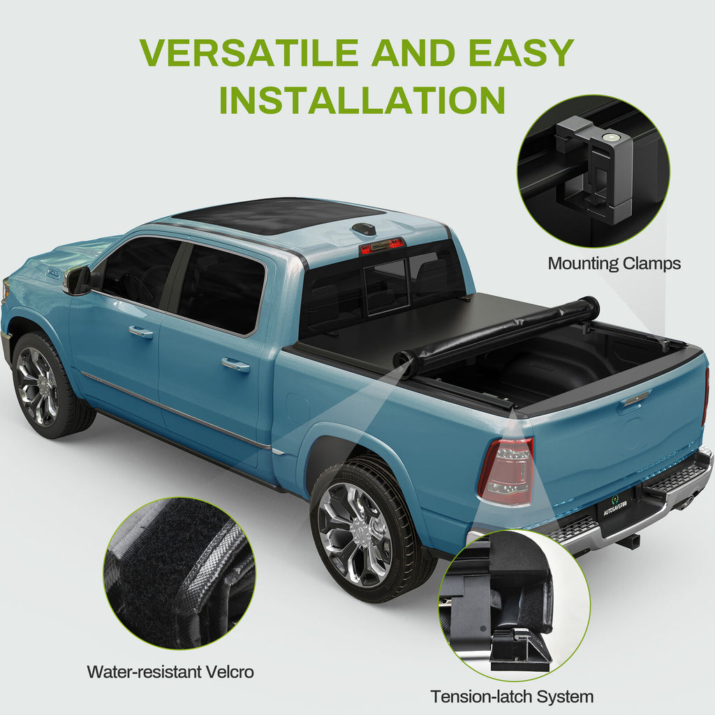 YITAMOTOR® 5.8 ft Tonneau Cover Soft Roll Up for 2019-2024 Chevrolet Silverado/GMC Sierra 1500