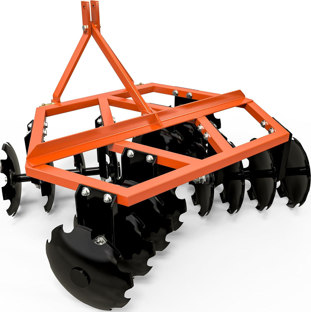 YITAMOTOR® 5 FT Notched Disc Harrow Plow Fits for Cat0&1 for Kubota, BX, LM25H, WLM, NorTrac, Yanmar, Kioti, Cat, John Deere Tractor