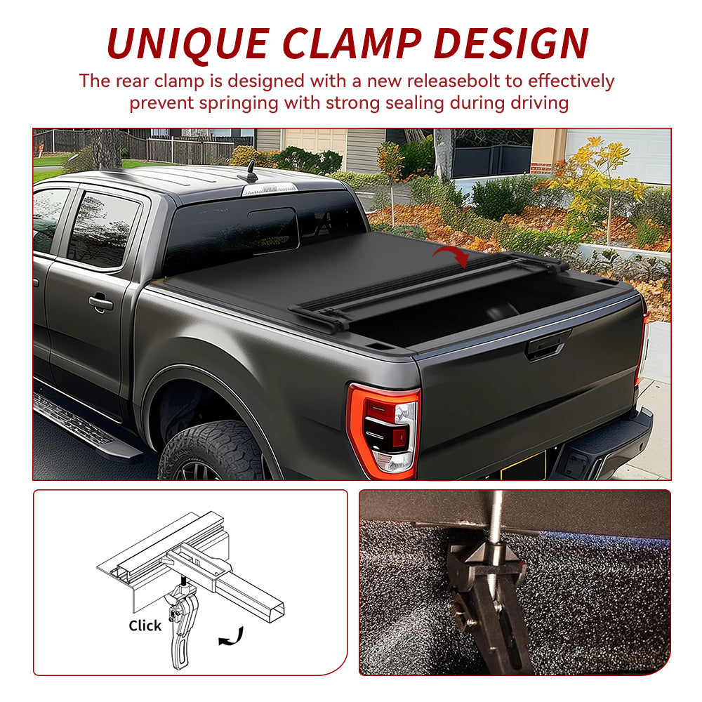 YITAMOTOR® 2019-2024 Chevy Silverado/GMC Sierra 1500 Nuevo estilo de carrocería Cubierta Tonneau para caja de camioneta triple plegable suave de 5.8 pies