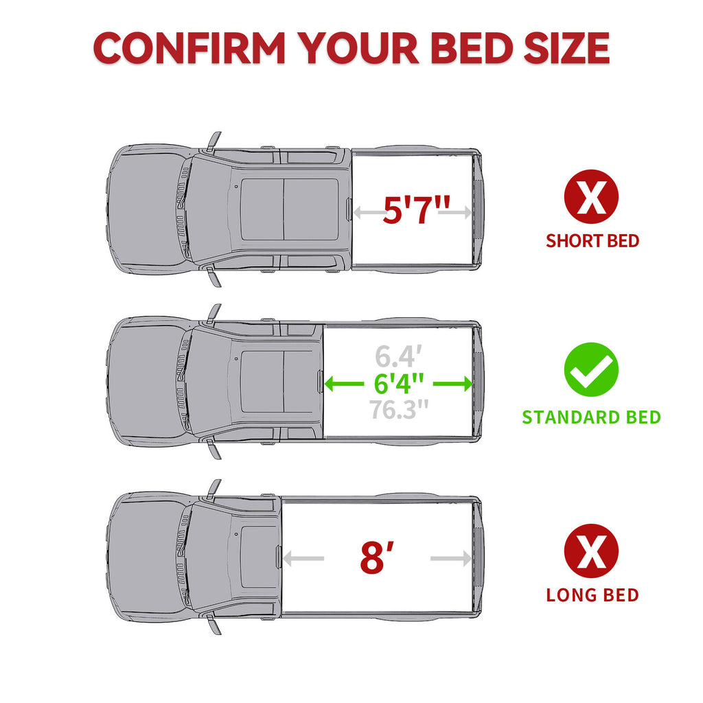 YITAMOTOR® Funda Tonneau para Cama de 6.4 Pies para Dodge Ram 1500 2500 3500 2003-2023, Suave, 3 Pliegues con Lámpara