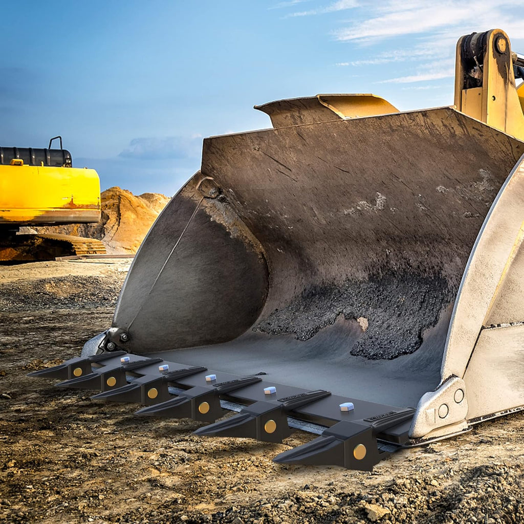 Bucket Tooth Bar, Tractor Bucket Teeth, 60" Steel Bucket Tooth Kit for Loader Tractor, Bolt On Design for Bucket Protection and Soil Excavation