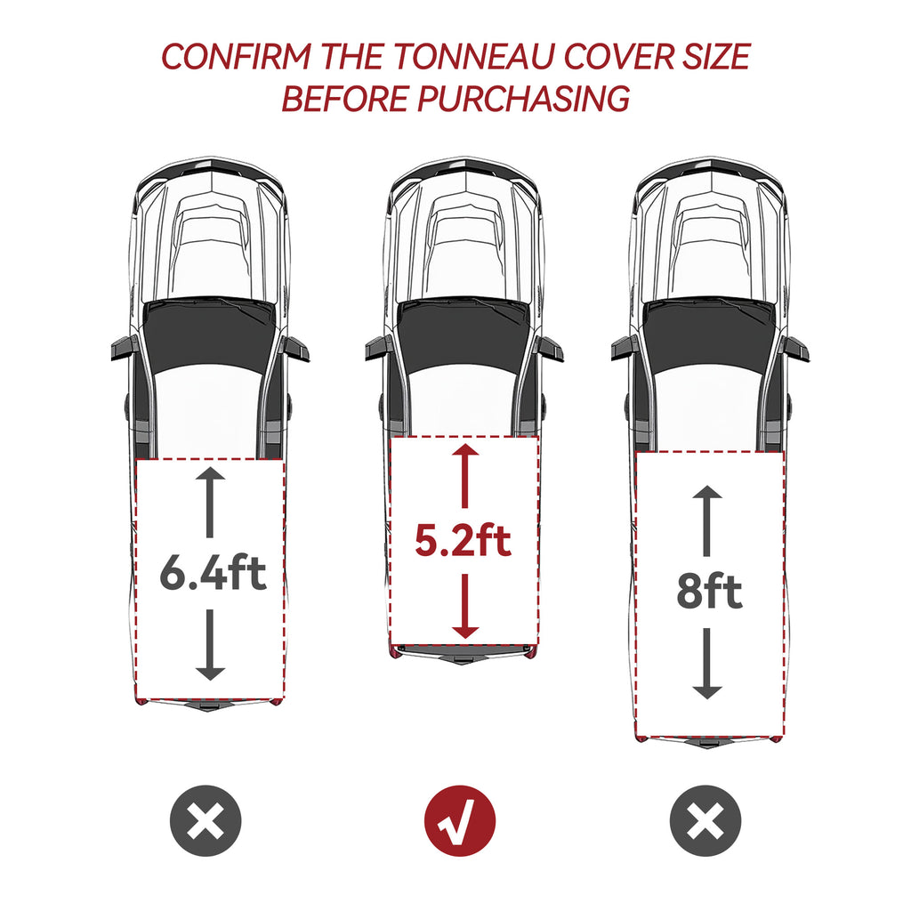 YITAMOTOR® FRP Hard Tri-fold Truck Bed Tonneau Cover Compatible with Nissan Frontier 2005-2024 5 ft Bed (NO México)